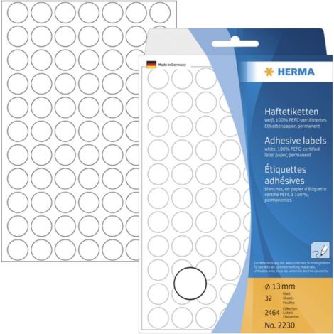 Etykiety samoprzylepne Herma okrągłe kropki 13mm białe